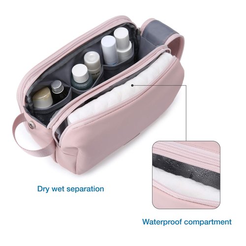 BAGSMART Toiletry Bag for Men, Travel Toiletry Organizer Dopp Kit Water-resistant Shaving Bag for Toiletries Accessories, Door Room Essentials,Pink-medium
