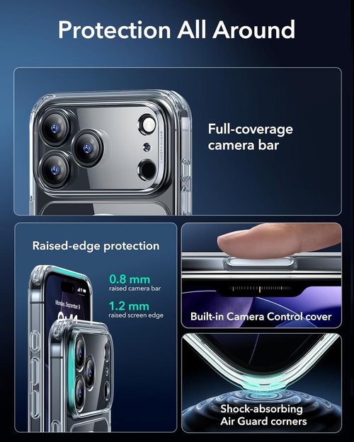 ESR iPhone 17 Pro Max Case - Shockproof Military-Grade Protection | MagSafe Compatible & Clear Design