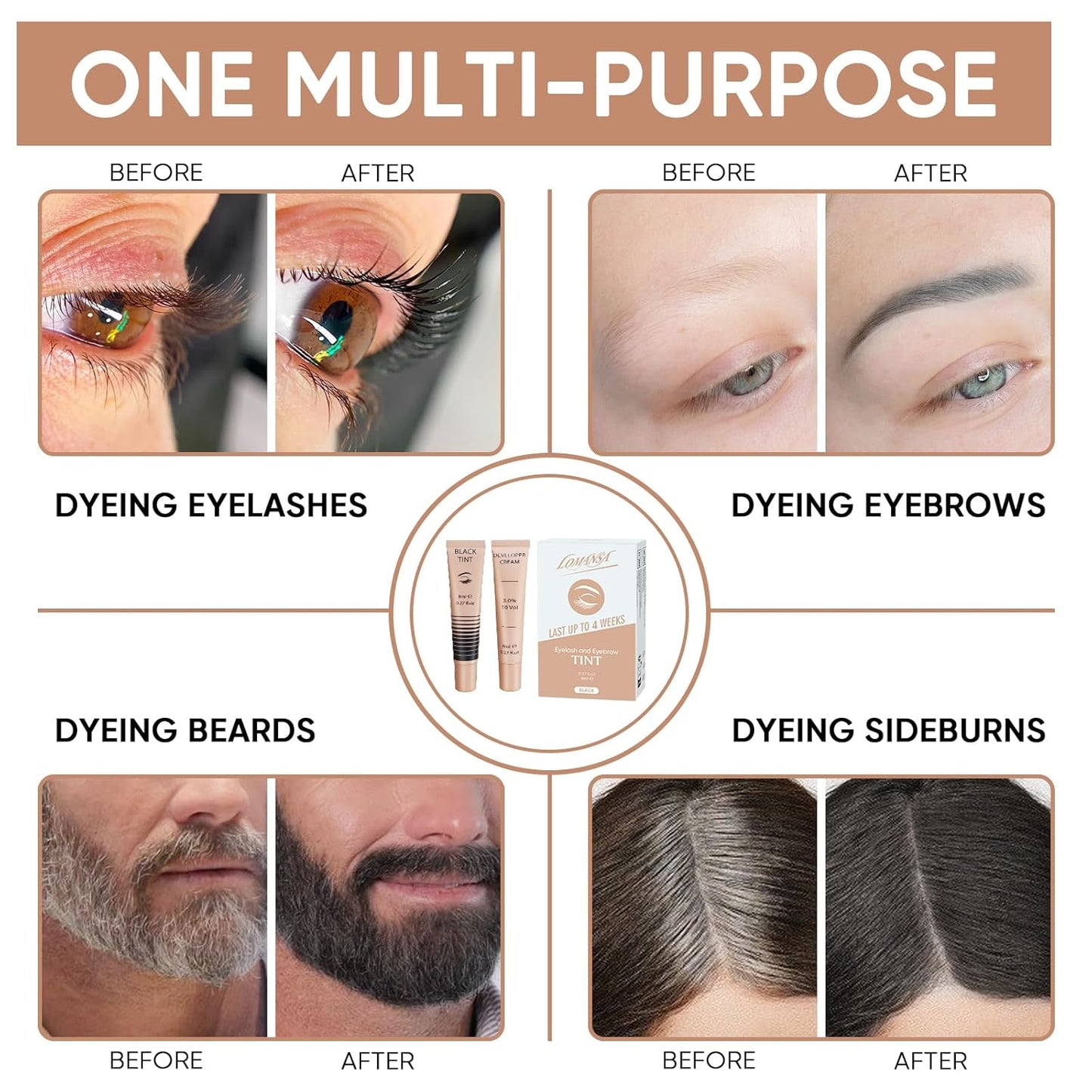Skiennix Instant Black Eyelash Color Kit - Easy Application for Natural Results | 8ml Size