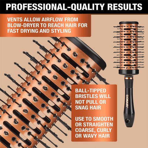 Conair Vented Round Brush | Copper Collection for Quick Blow Drying & Styling