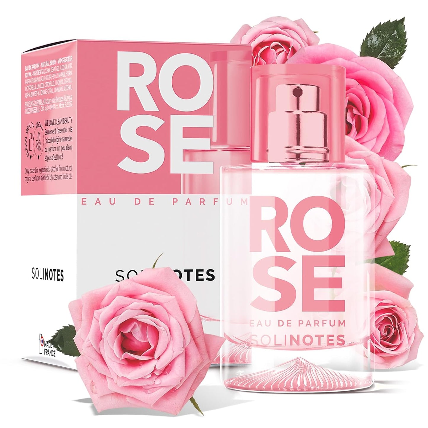 Solinotes Rose Perfume - Delicate Floral Eau De Parfum for Women | 1.7 Fl Oz, Vegan & Cruelty-Free