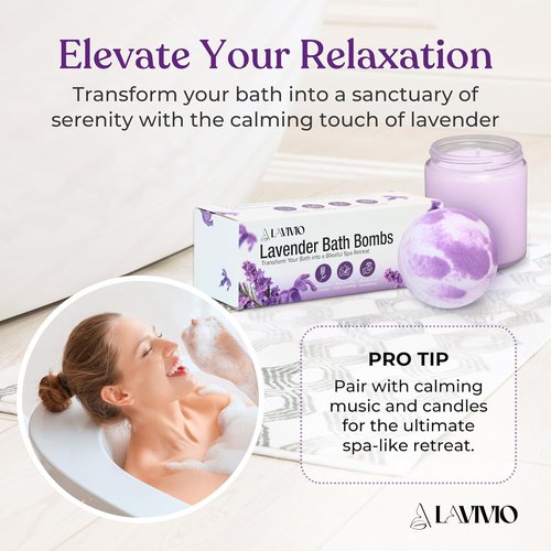 Lavender Bath Bombs by [Brand Name] - Mega Foaming, Moisturizing Relaxation | 3 x 100g Gift Set with Shea Butter & Essential Oils