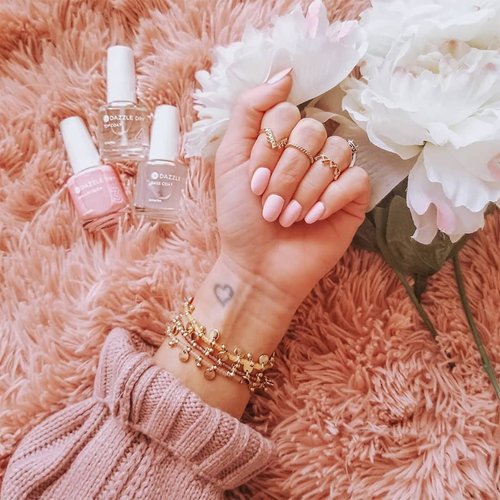 Dazzle Dry Mini Kit - 4 Step System for Soft Creamy Pink with Diamond Dust Shimmer | 5 Piece Set