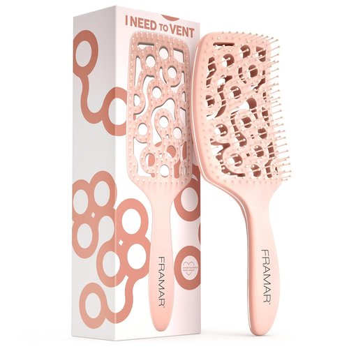FRAMAR Professional Vented Hair Brush - Curved Design for Faster Blow Drying | Heat Resistant, Champagne Color