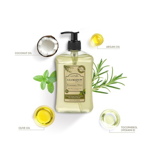 A LA MAISON Rosemary Mint Liquid Hand Soap - Natural, Biodegradable & Vegan | 16.9 oz, 2 Pack