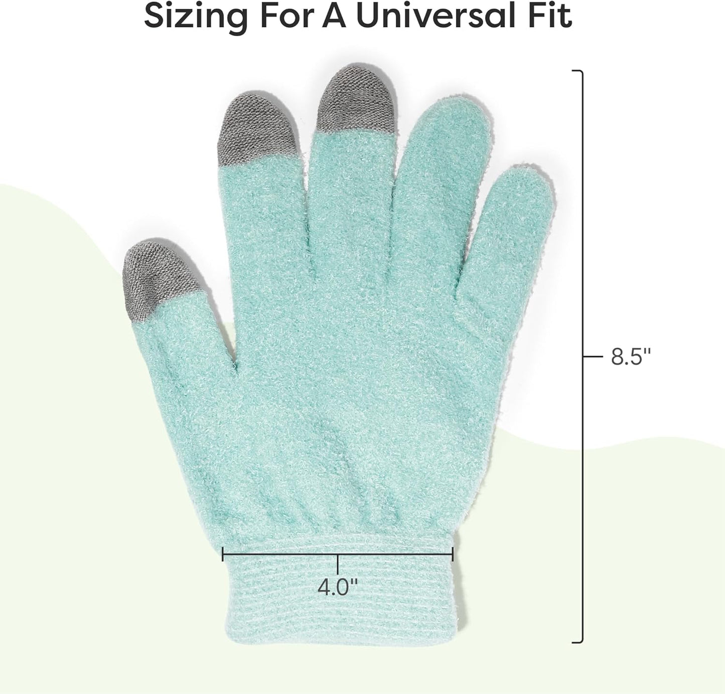 ZenToes Moisturizing Gloves - Gel-Infused Overnight Hand Treatment with Jojoba & Vitamin E | Fuzzy Mint Green