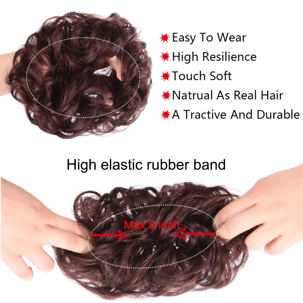 Kediciz Messy Bun Hair Piece Fake Hair Buns Scrunchies Extensions Synthetic Thick Updo Hairpieces Curly Wavy Chignon Ponytail for Women Girls Kids Light Purple