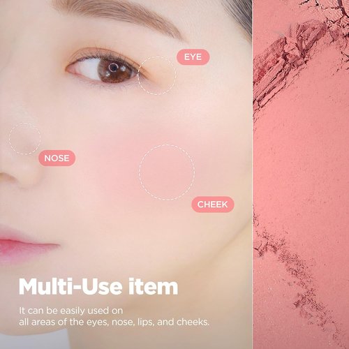 Lilybyred Luv Beam Cheek - Heart-Shaped Korean Powder Blush, Soft Matte Finish, 0.16 oz. (01 Loveable Coral)