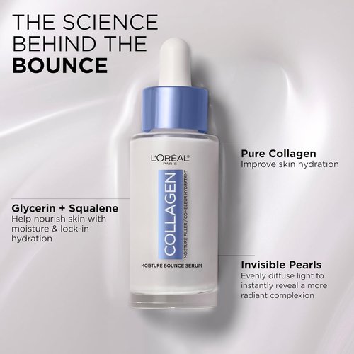 L'Oreal Paris Collagen Moisture Filler Serum - Hydrating Glow Formula with Collagen & Squalane
