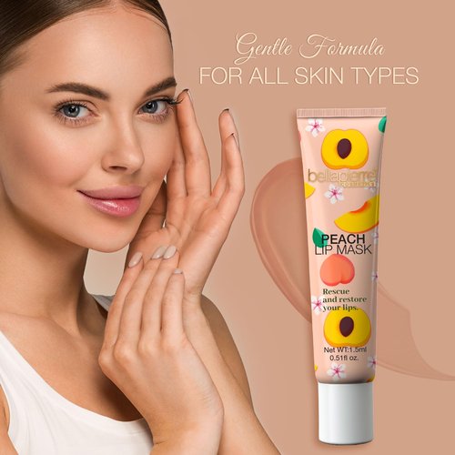 Bellapierre Cosmetics Peach Lip Mask - Hydrating Lip Plumping Mask with Hyaluronic Acid | Daily Moisturizer