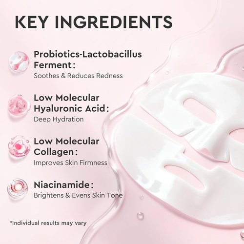Elvira Bio-Collagen Deep Hydrating Face Mask - Overnight Moisturizing & Firming | 4 Pack