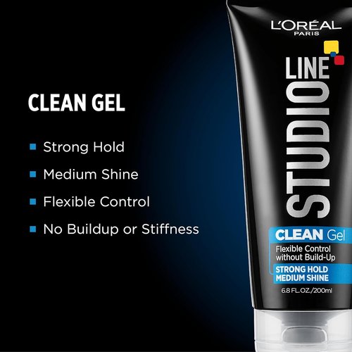 L'Oreal Paris Studio Line Clear Minded Clean Gel - Strong Hold, 6.8 Fl Oz | Perfect for All Hair Types