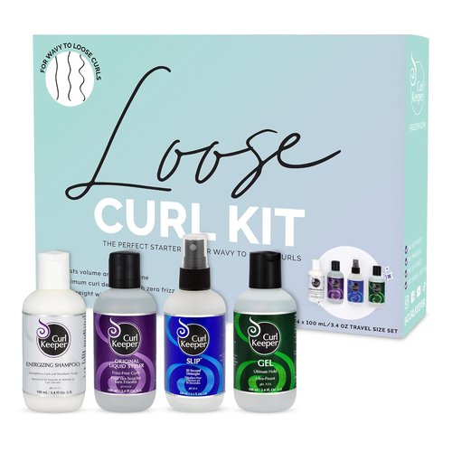 Curl Keeper Loose Curl Starter Kit - Travel Size Set for Wavy Hair | Original Liquid Styler, Shampoo & Gel for Maximum Curl Definition