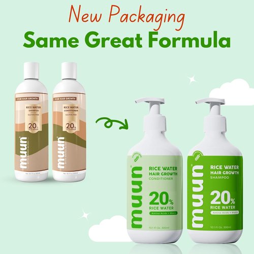 Muun Rice Water Shampoo & Conditioner Set - Boost Hair Growth & Regrowth | Natural Ingredients, Biotin & Keratin
