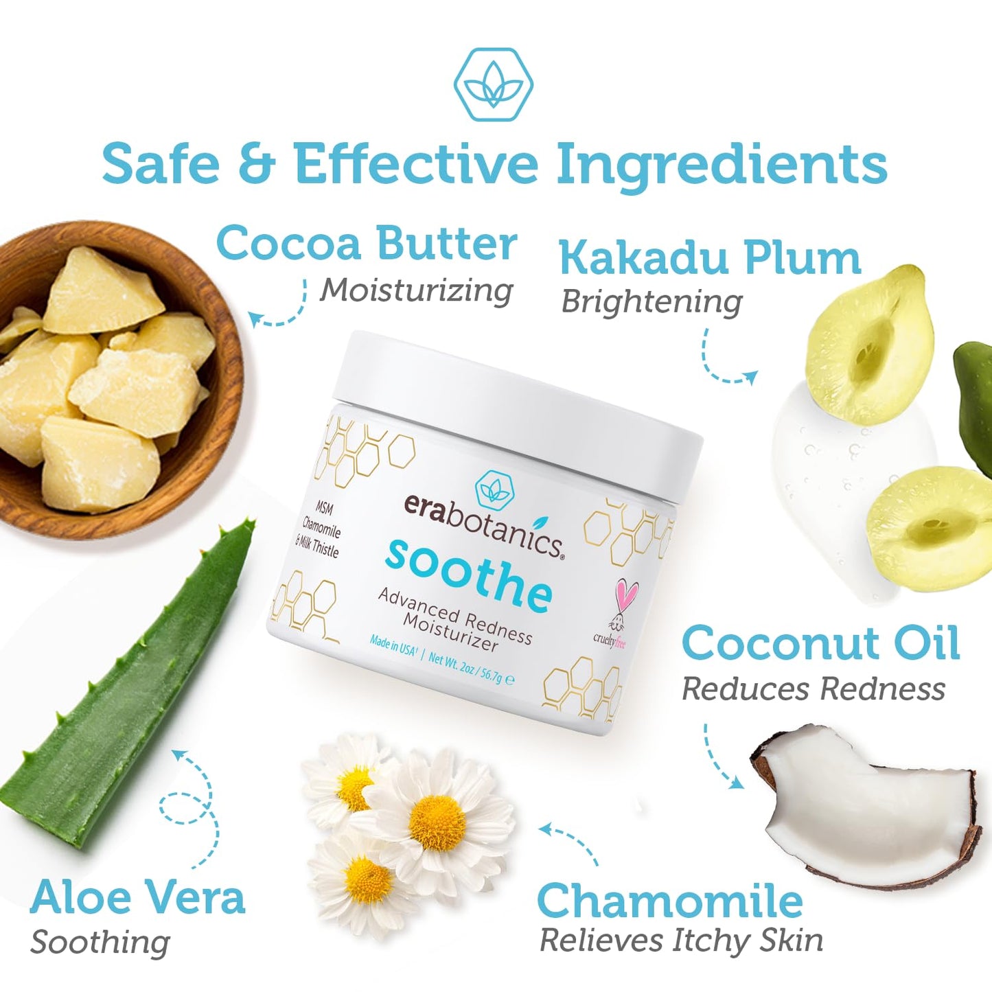 Era Organics Redness Relief Cream - Soothing Moisturizer with Manuka Honey & Chamomile | Made in USA