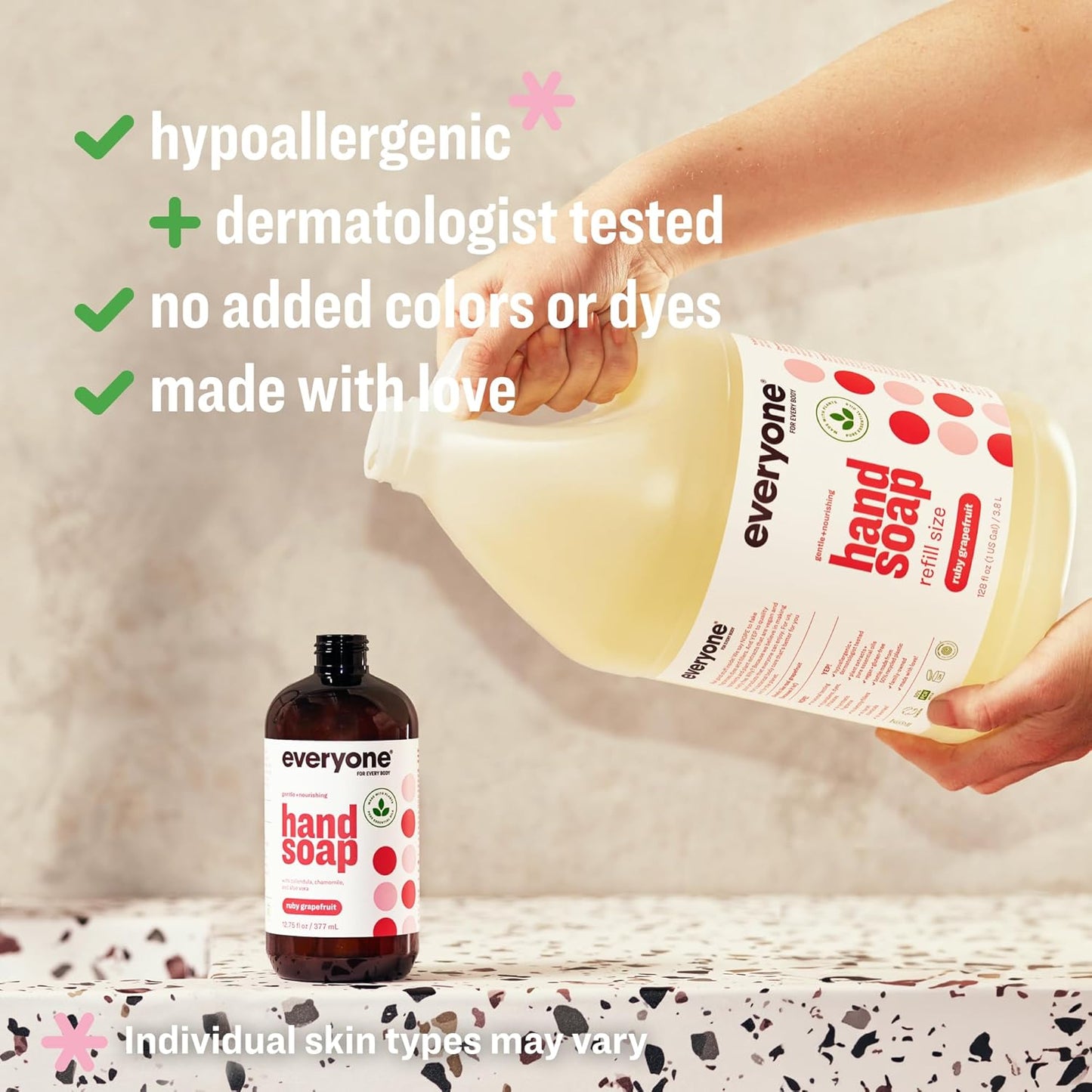 Everyone Liquid Hand Soap Refill - Ruby Grapefruit Scent | 1 Gallon, Made with Essential Oils for Kitchen & Bathroom
