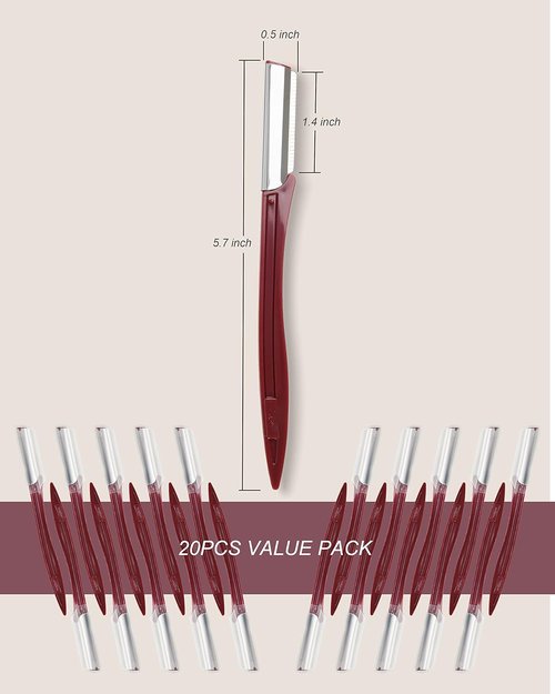 MoHern Eyebrow & Face Razor - 20 Pcs Dermaplaning Shaver for Women & Men | Red Color