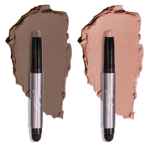 Julep Eyeshadow 101 Crème-to-Powder Waterproof Eyeshadow Stick Duo – Long-Lasting, Crease-Proof, Easy Apply with Built-in Smudger - Stone Matte & Putty Matte
