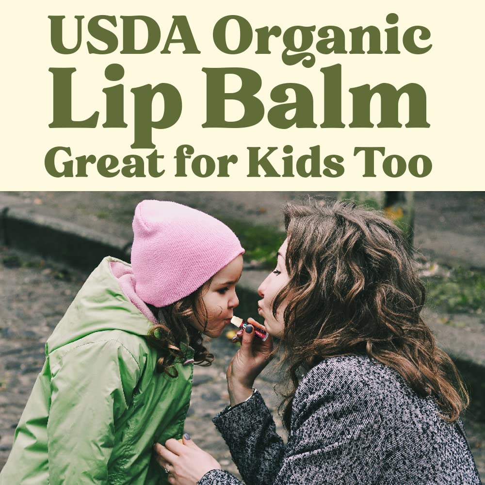 Earth's Daughter USDA Organic Lip Balm - Creamy Coconut Flavor | Beeswax & Vitamin E for Dry Lips - 4-Pack
