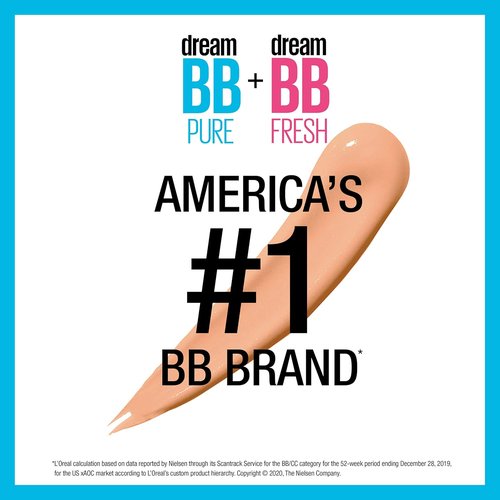 Maybelline Dream Pure BB Cream - 8-in-1 Skin Perfecting Beauty Balm with 2% Salicylic Acid | Oil-Free, Sheer Tint, 1 Count