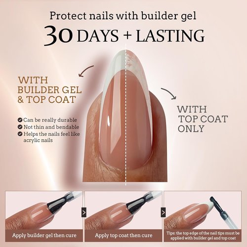 BTArtbox French Gel Nail Tips - Brown Long Stiletto Press-On Nails for DIY Nail Art