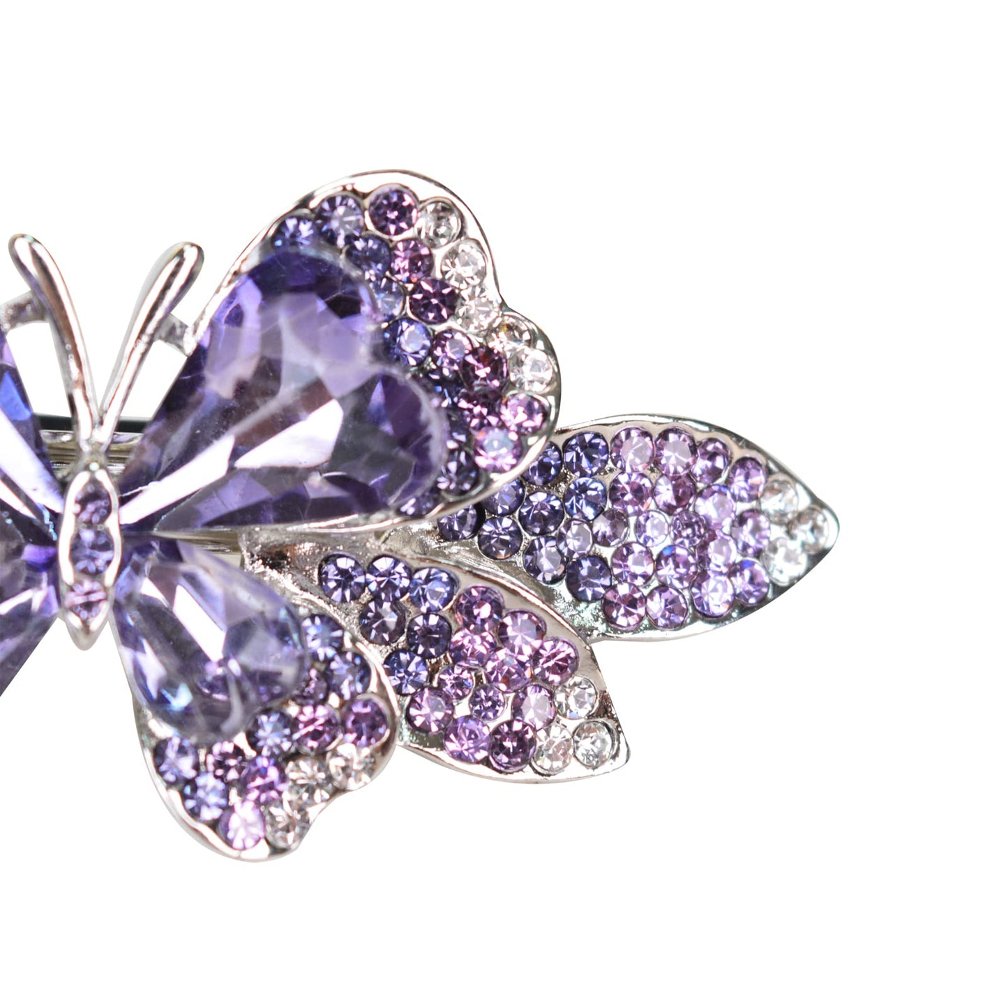 Sankuwen Crystal Rhinestones Hair Barrette French Hair for Women Small Hairpin for Mom Butterfly Hair Clips (Purple)