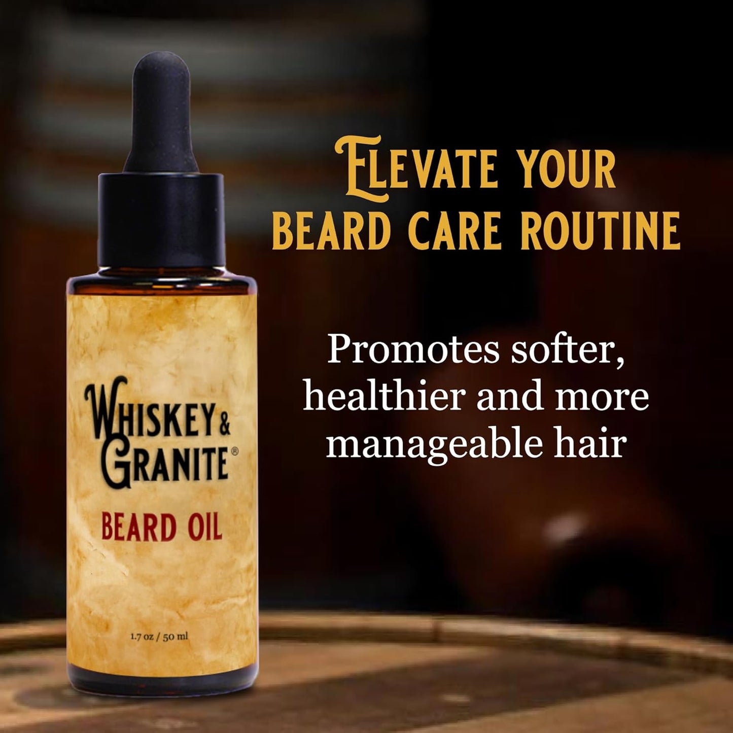 Whiskey & Granite Beard Oil - 100% Natural Beard Conditioner with Fresh Mint - 1.7 oz