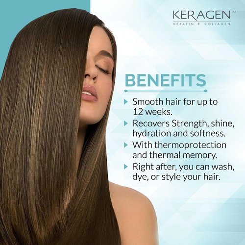 Keragen Brazilian Keratin Smoothing Treatment - Formaldehyde-Free Blowout for Frizzy, Dry Hair | 16 Oz