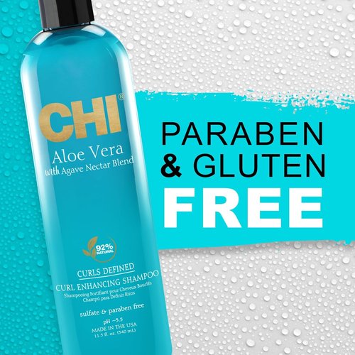 CHI Aloe Vera Curl Enhancing Shampoo - Gently Cleanses & Boosts Moisture for Curly Hair | 11.5 Oz