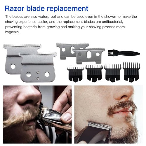 Andis Replacement T Liner Clipper Blades - Durable 2PC Set for GTX GTO GO & Blackouts | Silver Finish