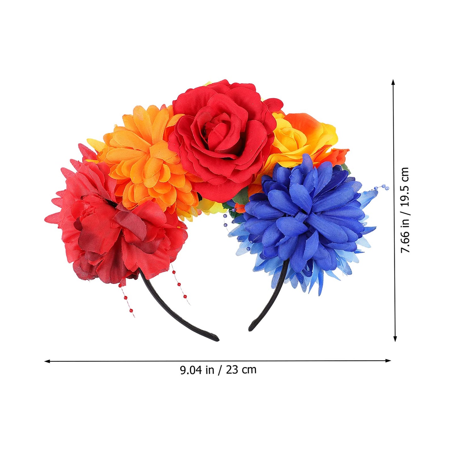 Lurrose Day of The Dead Headband, Halloween Rose Flower Hair Bands Mexican Floral Headpiece for Costume Party, Color 2