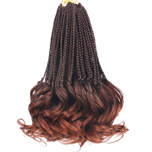 French Curl Braiding Hair Black Ginger Braiding Hair Crochet Braids 10 Inch Goddess Box Braids Crochet Hair Short Crochet Braids French Curls Braids Pre Looped Curly Braiding Hair Extensions(1B/350)