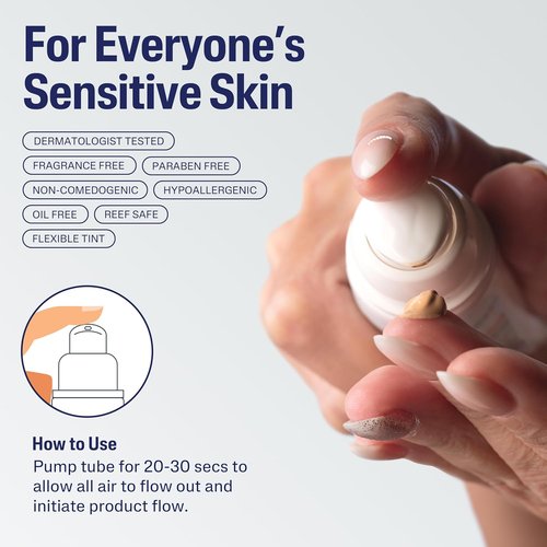 CETAPHIL Tinted Sunscreen Lotion for Face - SPF 40, 100% Mineral Protection, 1.7 fl oz, Sensitive Skin