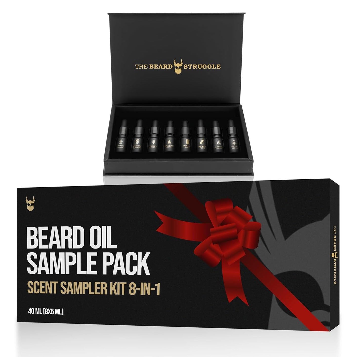 The Beard Struggle Beard Oil Sampler Kit - 8 Premium Viking Scents for Ultimate Beard Care