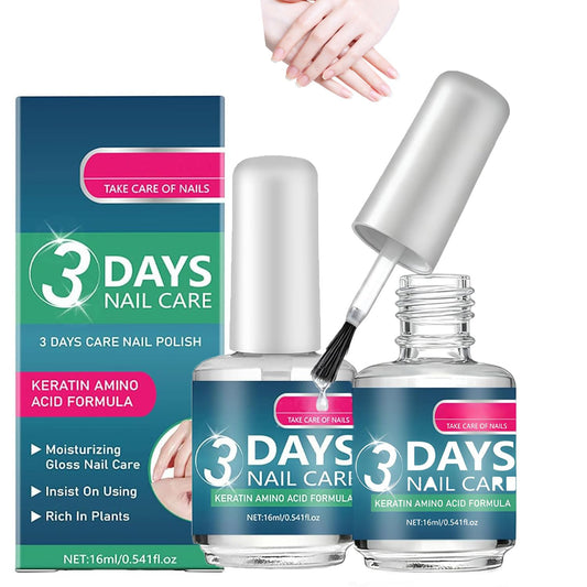 2Pcs 3 Days Nail Care - Keratin Amino Acid Formula, Strengthening and Hydration,Moisturizing for Dry,for Dry,Weak & Fragile Nails (16ml/0.56oz)