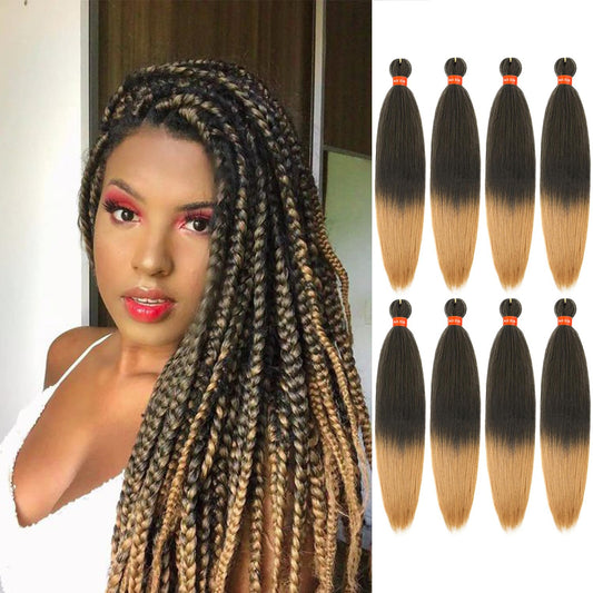 DAN NING Pre-stretched Braiding Hair,Silky Braid Hair Extensions, Itch Free Crochet Twist Hair Braids, Yaki Texture Original Braiding Hair Pre Stretched(20''-8 packs, 1b27)