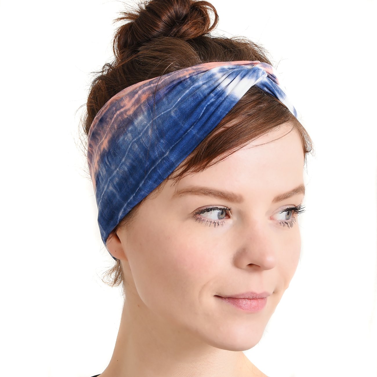 Multiuse Headband Hair Wrap for Women & Men, Casual Headwear & Wide Gym Wrap Headband Tie-Dye A