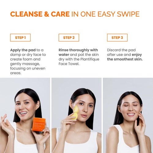 PLANTIFIQUE Kojic Acid & Turmeric Cleansing Pads - 60 Exfoliating Facial Pads for Radiant Skin
