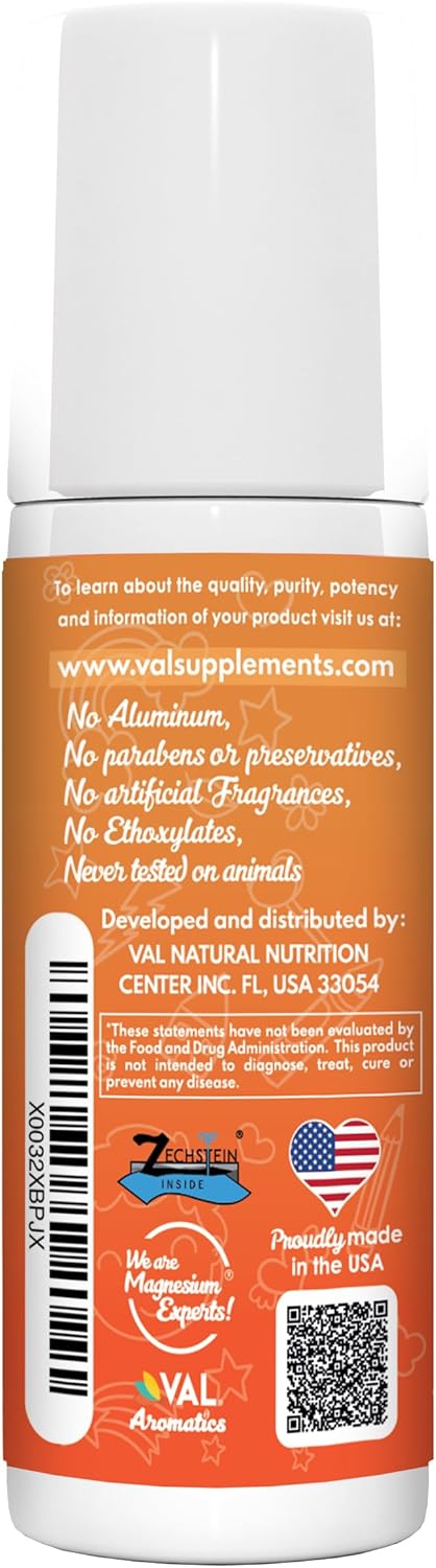 VAL Magnesium Roll-On for Kids - Gentle Zechstein Magnesium Chloride for Relaxation & Calm | 3oz