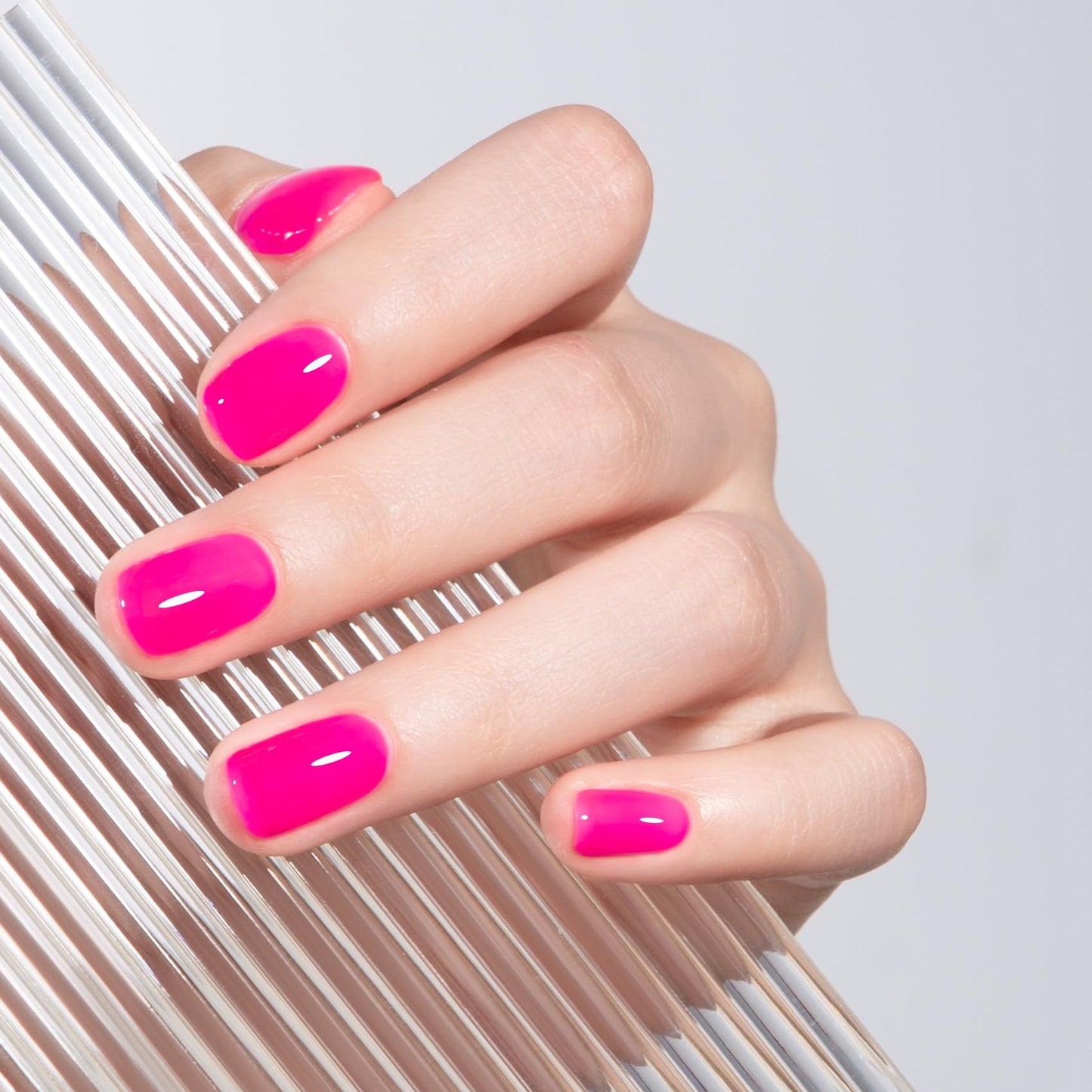 MAYCHAO 15ML Jelly Hot Pink Gel Nail Polish 1Pc Transparent Bright Pink Gel Polish Soak Off UV LED Translucent Nail Polish Nail Art Starter Manicure Salon DIY at Home, 0.5 OZ