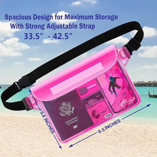 AiRunTech Waterproof Pouch - 2 Pack Waist Strap Design | Keep Your Phone Safe & Dry | Ideal for Beach, Boating & Water Activities
