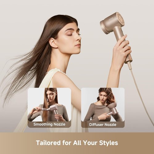 Dreame Glory Mix High-Speed Hair Dryer - Dual Voltage, 3 Magnetic Nozzles, Perfume Infusion, Gold