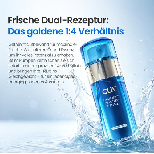 CLIV Carnosine Dual First Essence - Hydrating Facial Moisturizer with Carnosine, Retinol & Peptides - 3.38 fl oz (100ml)