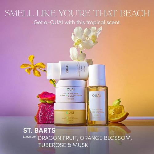 OUAI St. Barts Travel Bundle - Scalp & Body Scrub, Shower Gel, Hydrating Cream & Mist (4 Count)