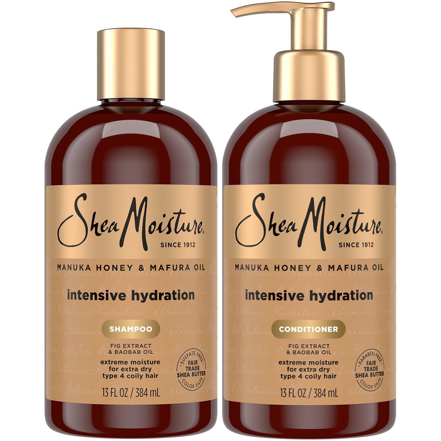 SheaMoisture Manuka Honey & Mafura Oil Shampoo and Conditioner - Intensive Hydration for Dry Hair | 13 Oz Each