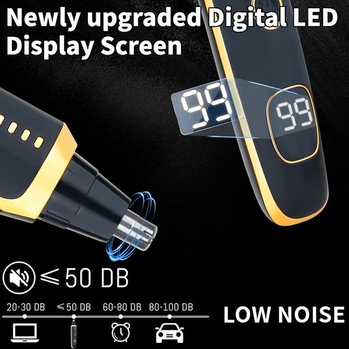 LED Display Eyebrow & Nose Hair Trimmer Clipper for Men Women,2026 Rechargeable 2 in 1 Painless Ear & Facial Hair Trimmer with Powerful Motor and Dual-Edge Blades Easy Cleansing (Black)