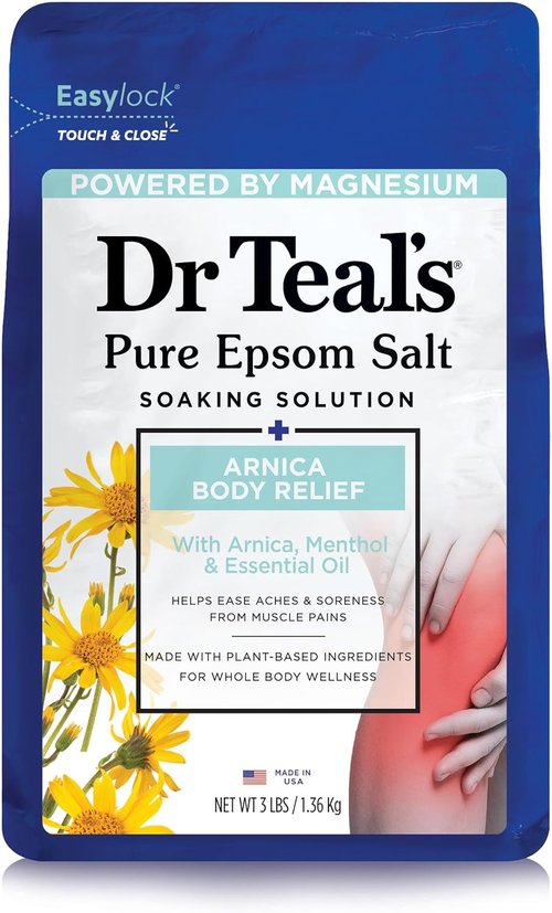 Dr Teal's Epsom Salt Magnesium Soak - Arnica Body Relief with Menthol & Essential Oils, 3 lbs