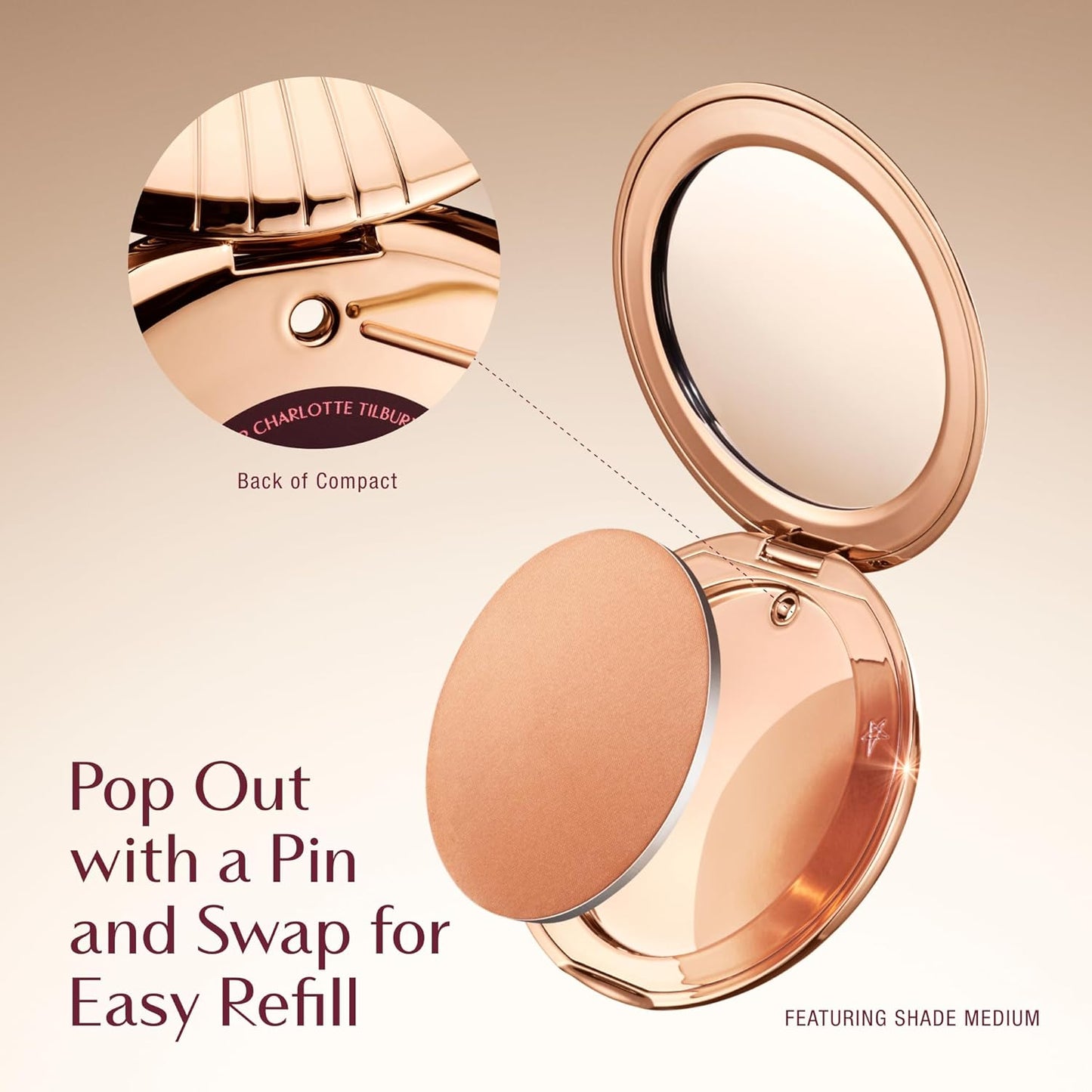 Charlotte Tilbury Airbrush Matte Bronzer - Smoothing Powder for Flawless Skin - Refillable & Infused with Hyaluronic Acid