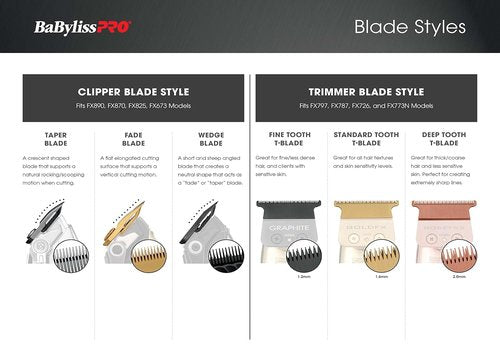 BaBylissPRO Replacement T-Blades - Deep-Tooth Blades for Hair Trimmers FX787, FX799 & LoPROFX FX726, FX729