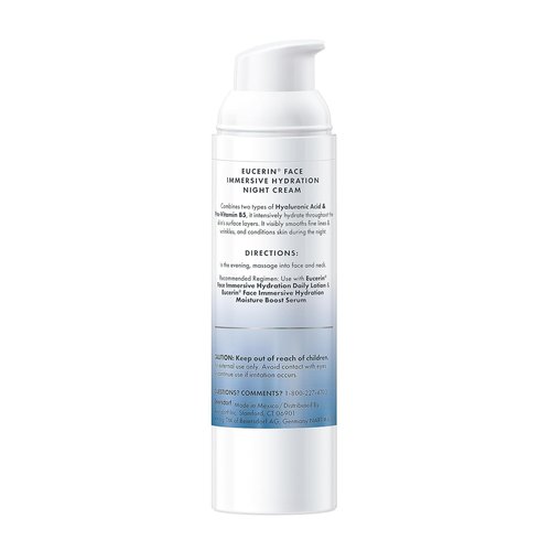 Eucerin Immersive Hydration Night Cream - Ultra-Lightweight Face Moisturizer with Hyaluronic Acid & Provitamin B5 | 2.5 Oz